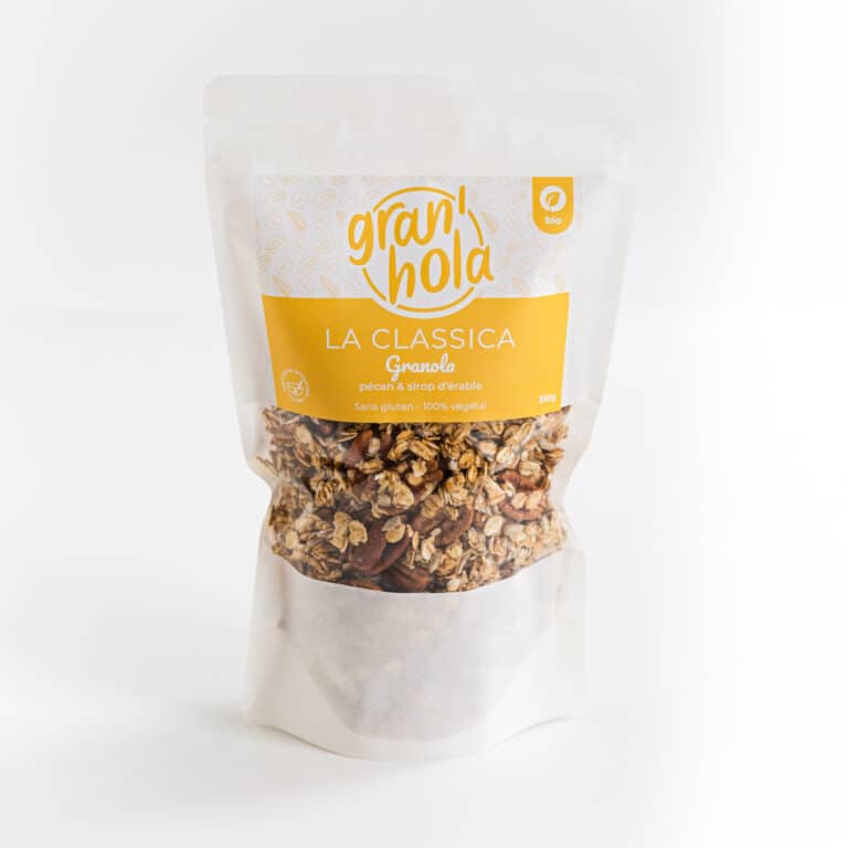 Handmade organic granola made from gluten-free oat flakes.