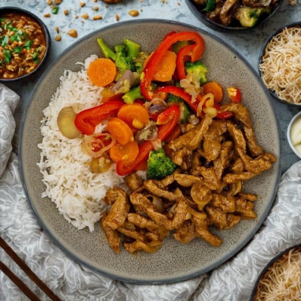 Boeuf au saté et aux légumes