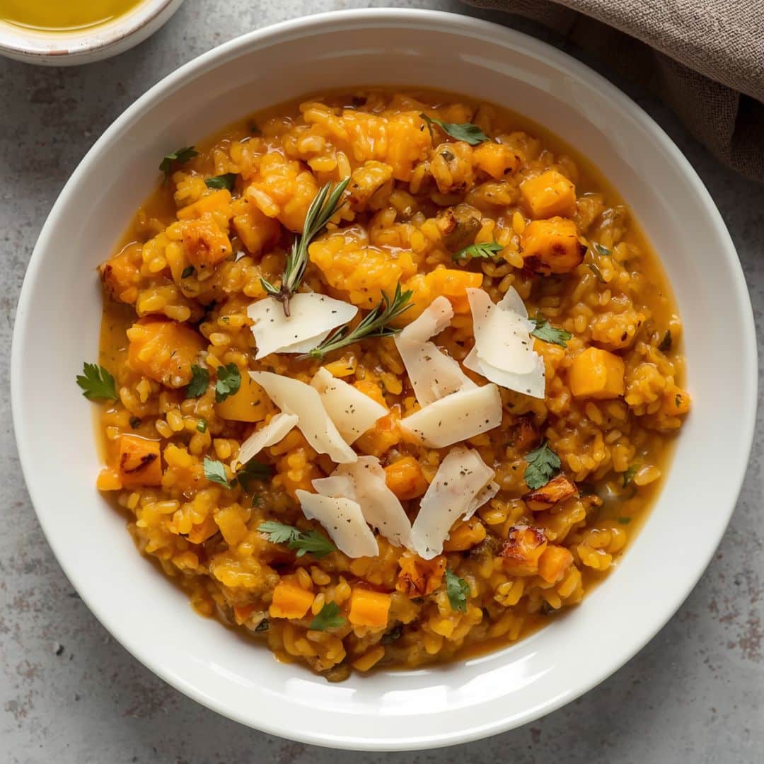 Risotto mit gebratenem Kürbis, Rosmarin und Parmesan