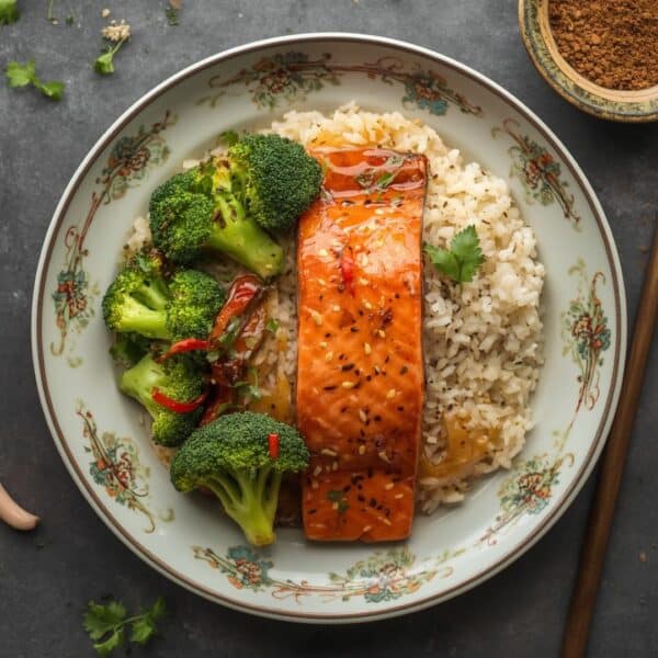 Saumon mariné à la coréenne & basmati bio