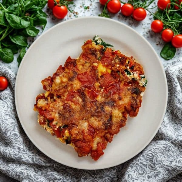 Lasagnes aux épinards, ricotta et tomates cerises