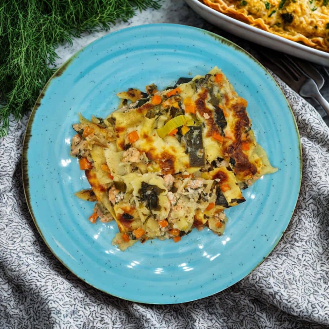 Lasagne mit Lachs und Gemüse