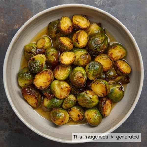 Choux de Bruxelles rôtis, sauce au miel
