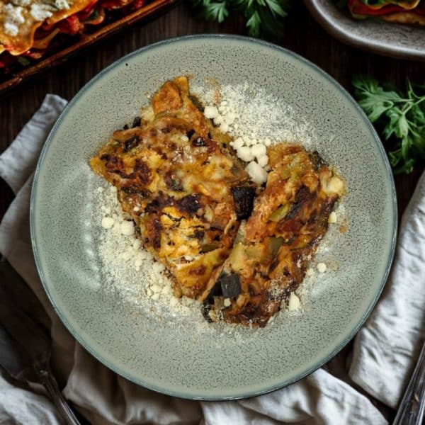 Lasagnes végétariennes ratatouille et chèvre frais en lasagne