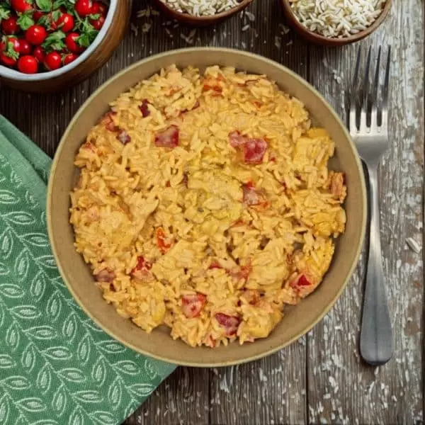 Chicken and rice salad with paprika