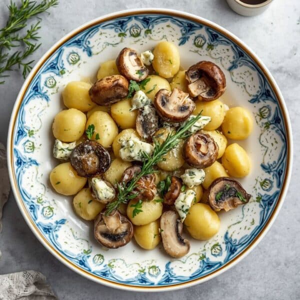 Gnocchis aux champignons et bleu