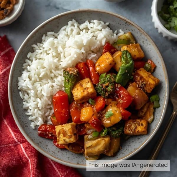 Tofu à la Coréenne & ses légumes sautés