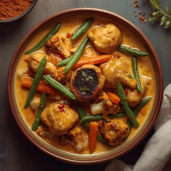 Butter Chicken aus Seitan und Gemüse nach indischer Art
