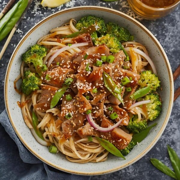 Vegan mince with honey and lemon sauce