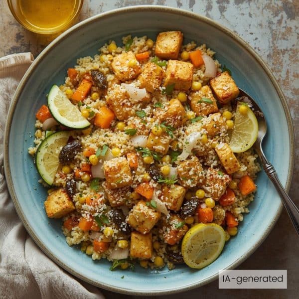 Vegan oriental mince and homemade tabbouleh