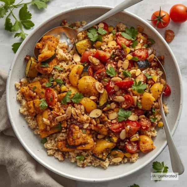 Tajine végétarien aux abricots et Taboulé aux légumes grillées